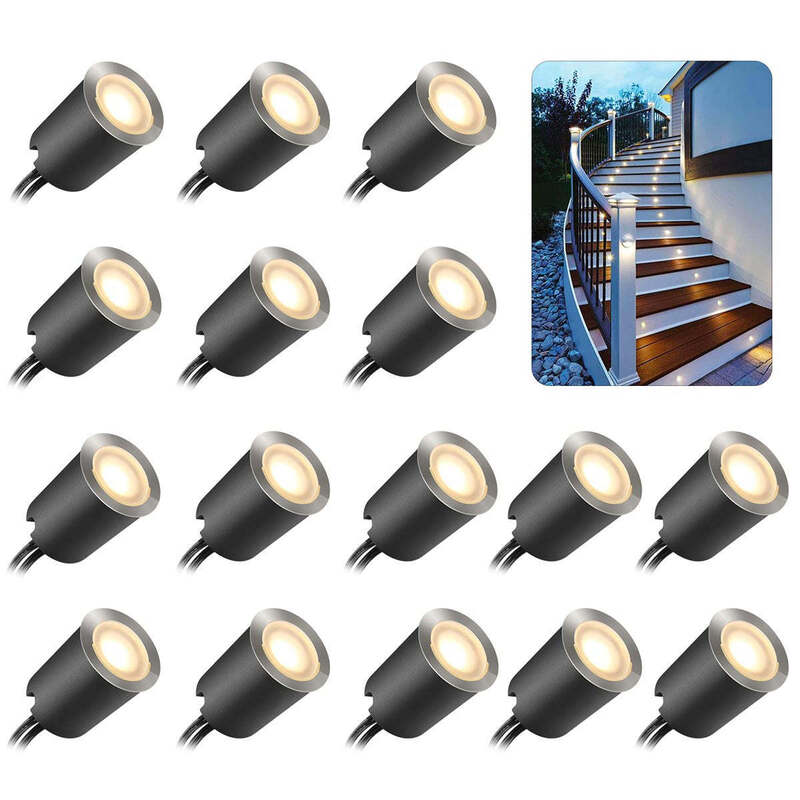 16 Pack LED Deck Lights Including Transformer Ideal for Outdoor Deck and Patio Lighting Durable and Easy Installation