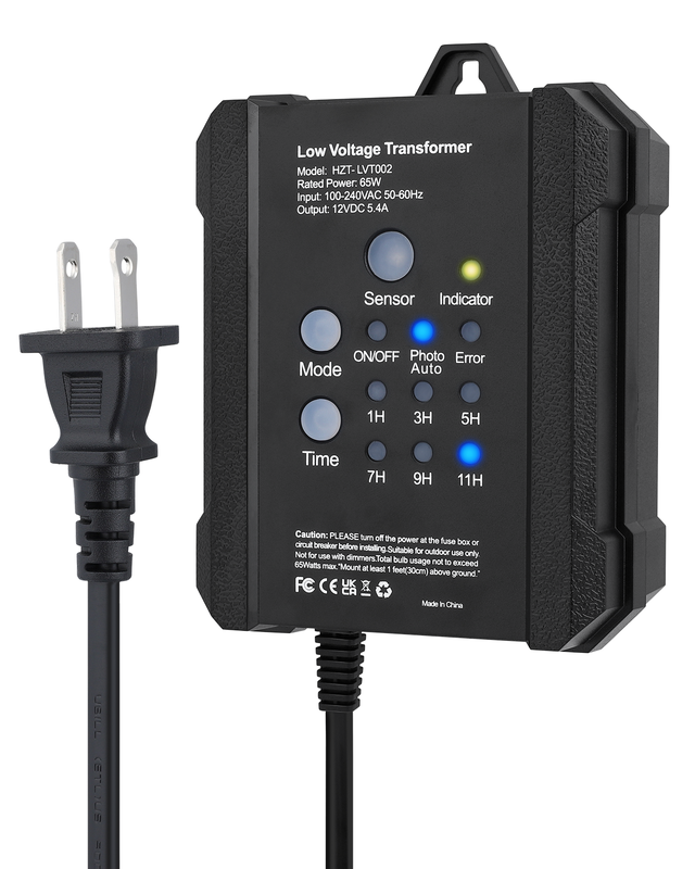 12V DC Voltage Outdoor Lighting Transformer 65W Low Voltage Timer Photocell Sensor Suitable for Landscape and Garden Lighting