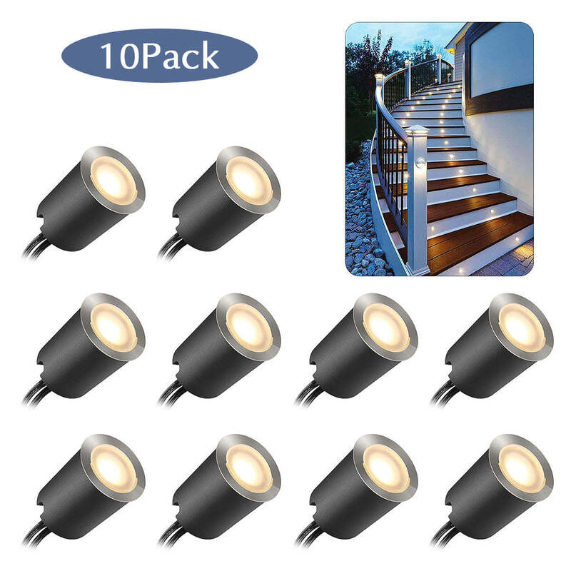 32mm x 32mm x 30mm LED deck lights 10pack with transformer warm white 3000K color temperature designed to deliver and attractive outdoor lighting solutions