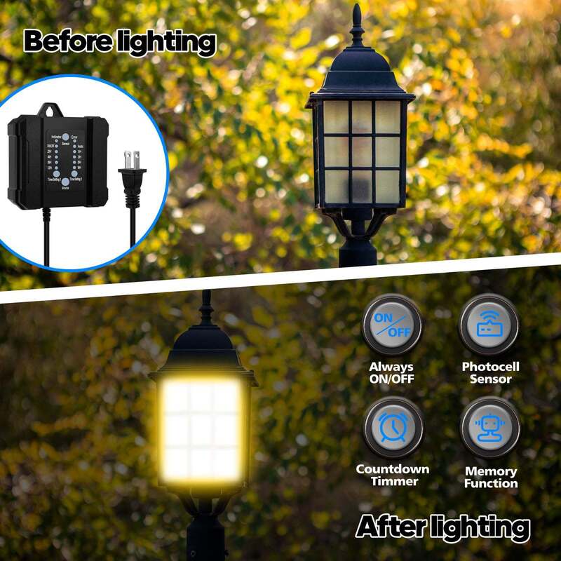 100W Outdoor Low Voltage Transformer with Timer and Photocell Sensor