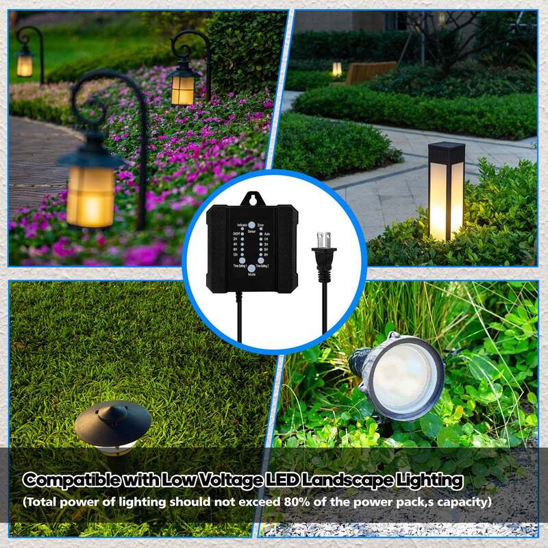 100W Outdoor Low Voltage Transformer with Timer and Photocell Sensor