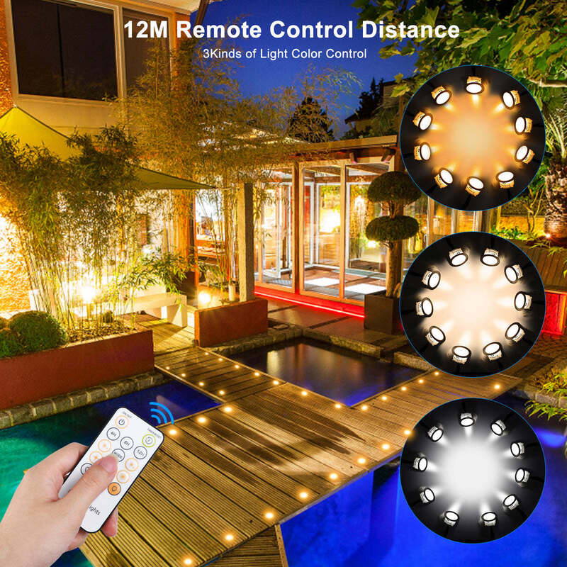 Timer Mode 4H 8H 12H Time Turn Off Recessed LED Deck Light Kits 3 Color Changing Features DC 12V Output Voltage Designed for Outdoor Deck and Pathway Lighting