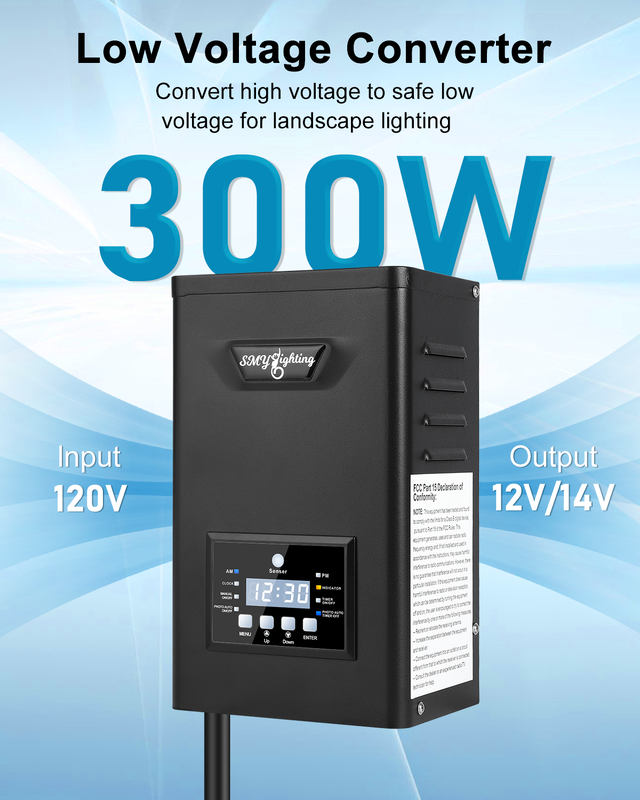 Water Resistant Low Voltage Landscape Transformer Designed for Power Supply in Residential and Commercial Outdoor Lighting Systems