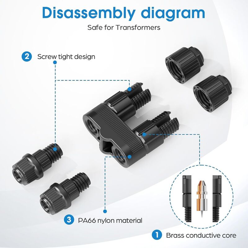 Low Voltage Landscape Lighting Wire Connectors 12Pack Waterproof Rating IP65 Durable Electrical Connector for Outdoor Lighting Systems