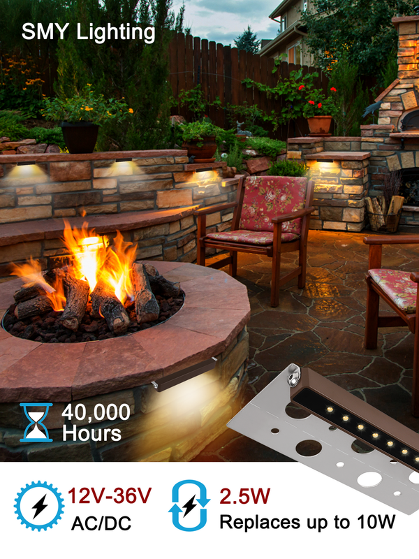 LED Hardscape Lighting 7 Inch 2.5W Warm White 4Pack Designed to Illuminate Outdoor Hardscape and Garden Pathways