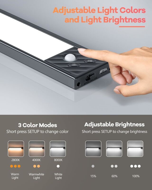 Indoor Modern Lighting Systems Dimmable Under Cabinet Lighting 2Pack Lamp Luminous Flu 90LMW Designed for Conference Rooms and Work Areas