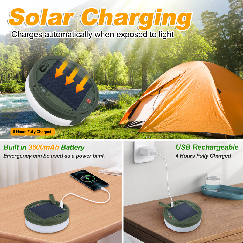 Energía Energía solar 4 en 1 Camping Lámparas de cuerda Iluminación LED a prueba de agua para exteriores incluyendo tiendas de campaña Patios Jardines y espacios del patio trasero