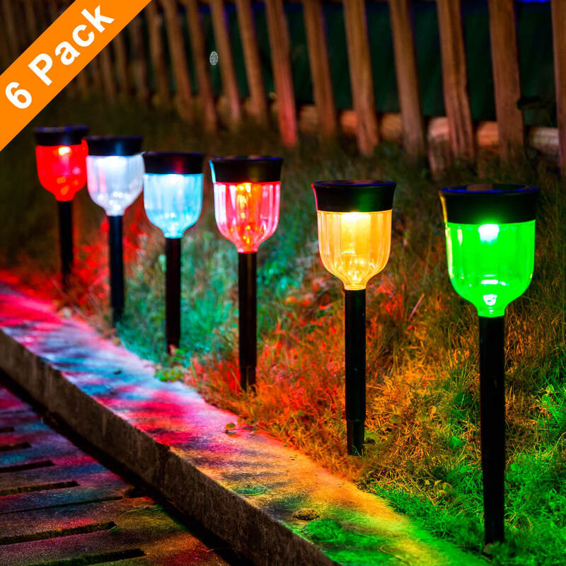 Lumières solaires de chemin de 6 paquets avec batterie Li-ion de 1000 mAh et étanche IP65 pour les jardins et les allées