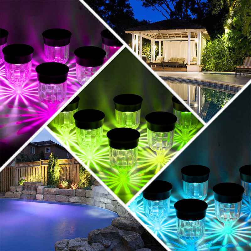 Lumières solaires de chemin de 6 paquets avec batterie Li-ion de 1000 mAh et étanche IP65 pour les jardins et les allées