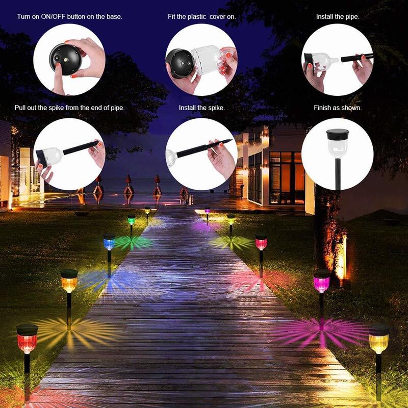 Lumières solaires de chemin de 6 paquets avec batterie Li-ion de 1000 mAh et étanche IP65 pour les jardins et les allées