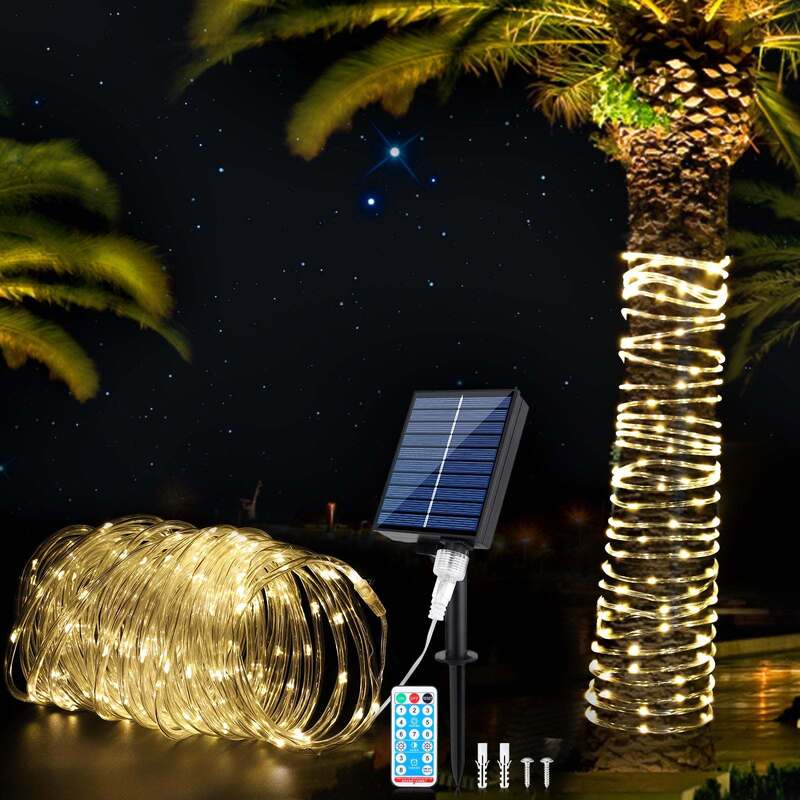 Insert Into Ground Or Wall Mounted Solar Rope Lights Outdoor 72FT 200 LED Energy Waterproof Lighting Solution For Garden Pathways And Landscape Decoration