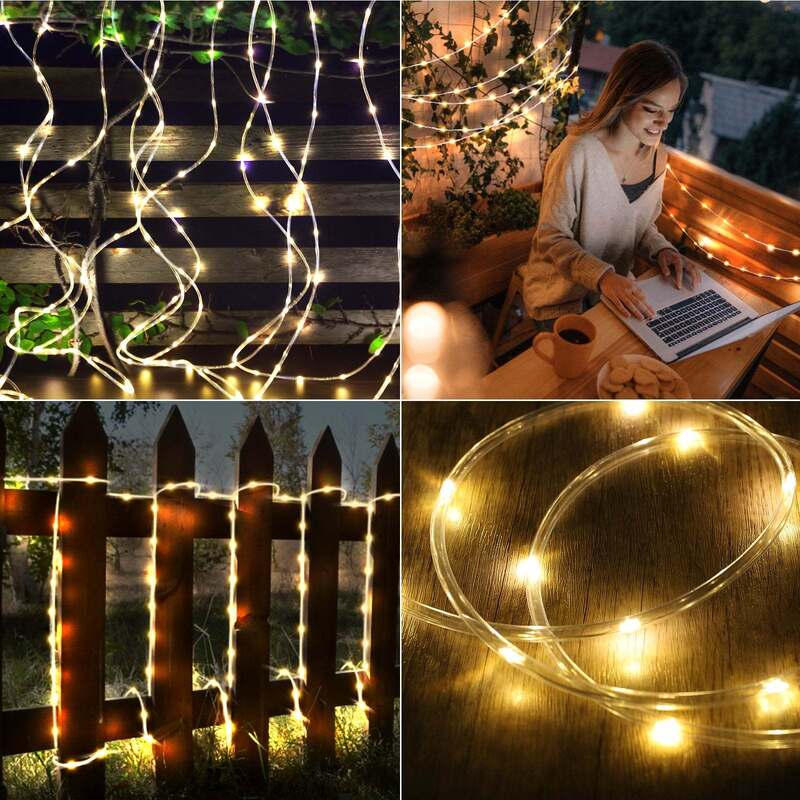 Insert Into Ground Or Wall Mounted Solar Rope Lights Outdoor 72FT 200 LED Energy Waterproof Lighting Solution For Garden Pathways And Landscape Decoration