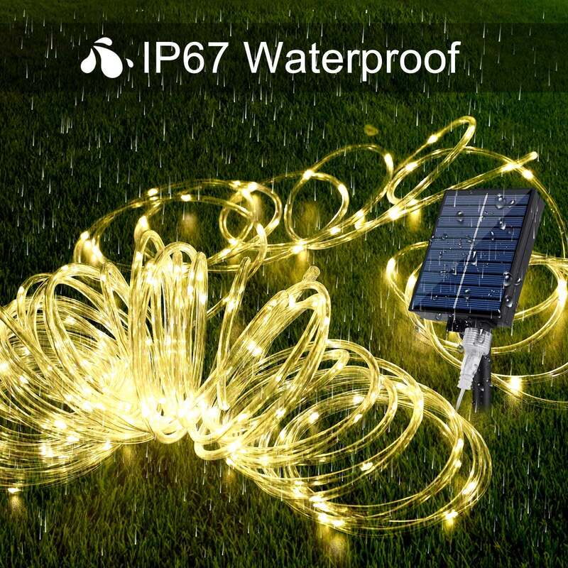 Insert Into Ground Or Wall Mounted Solar Rope Lights Outdoor 72FT 200 LED Energy Waterproof Lighting Solution For Garden Pathways And Landscape Decoration