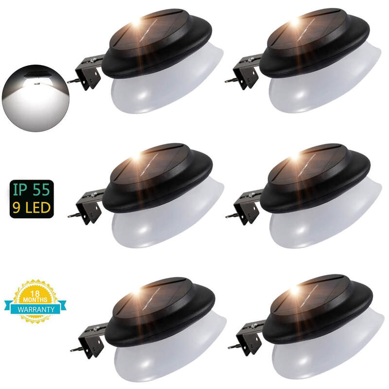 ABS Black Solar Gutter Lights 6 Pack Sistema de iluminación exterior a prueba de agua adecuado para pasarelas cubiertas y áreas de jardín