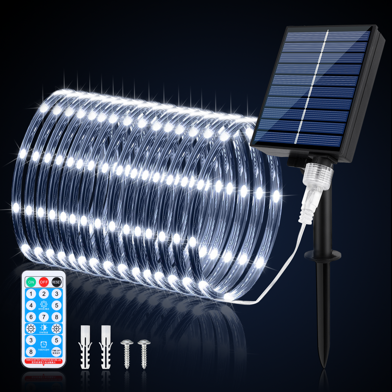 Lumières à corde solaire 72FT Couleur blanche contenant 200 lumières LED Idéales pour l'éclairage des allées et la décoration de soirées en plein air