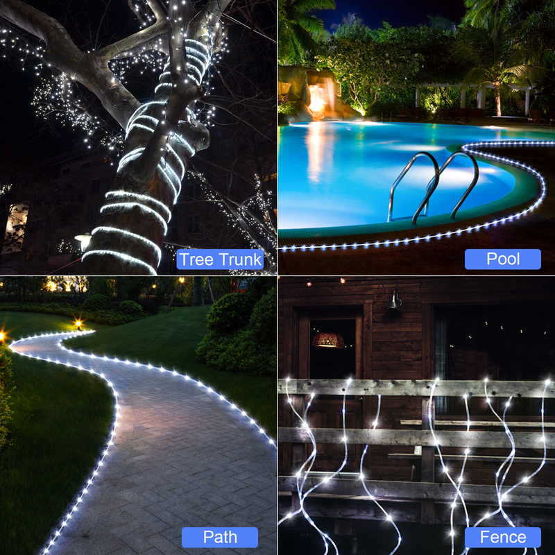 Lumières à corde solaire 72FT Couleur blanche contenant 200 lumières LED Idéales pour l'éclairage des allées et la décoration de soirées en plein air