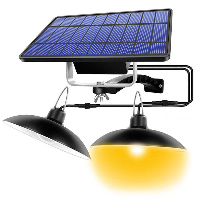 16 LEDs Double Head Solar Pendant Light Conçu pour l'extérieur à l'intérieur avec effet de contrôleur 0.90 Fournir une solution d'éclairage