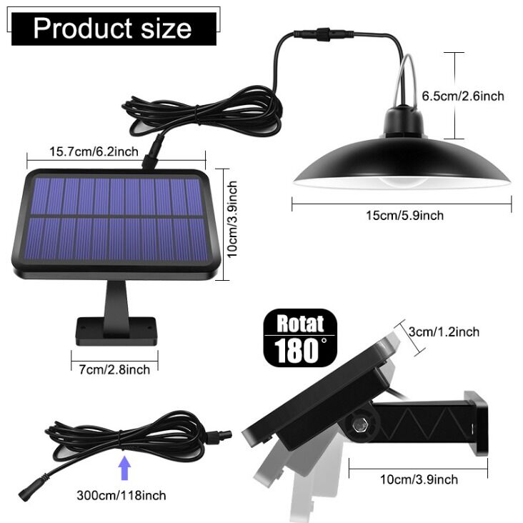 16 LEDs Double Head Solar Pendant Light Conçu pour l'extérieur à l'intérieur avec effet de contrôleur 0.90 Fournir une solution d'éclairage