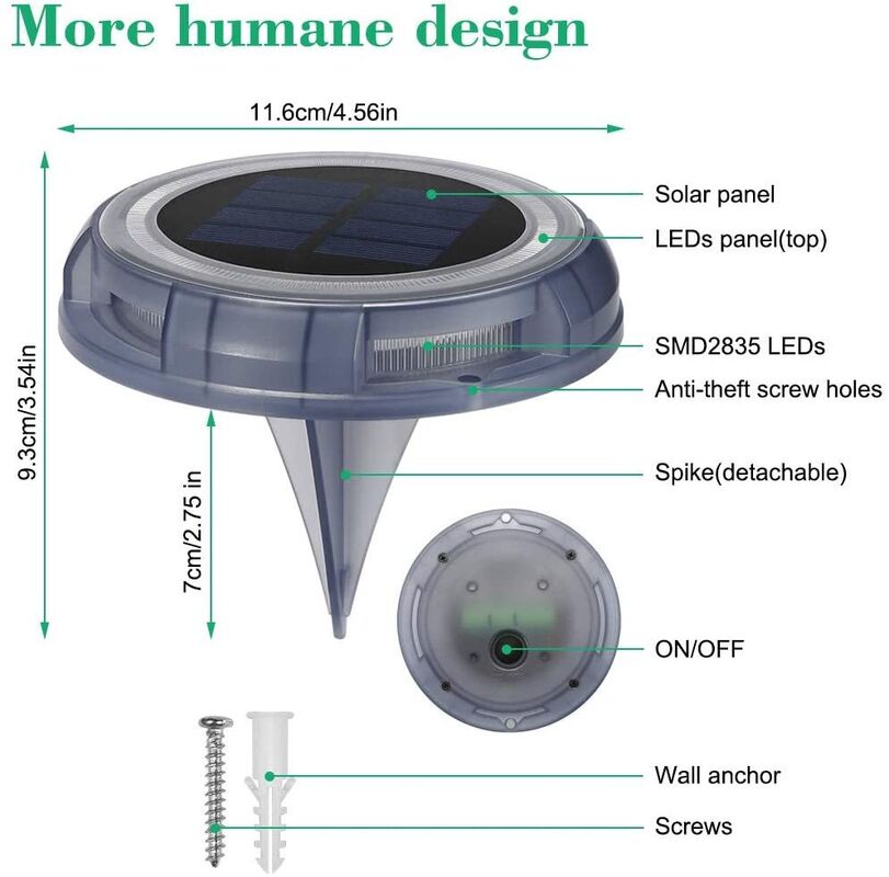 Solar Disk Light 4pack with IP68 Waterproof, 6-8 Hours Working Time, and Warm White Light for Outdoor Spaces