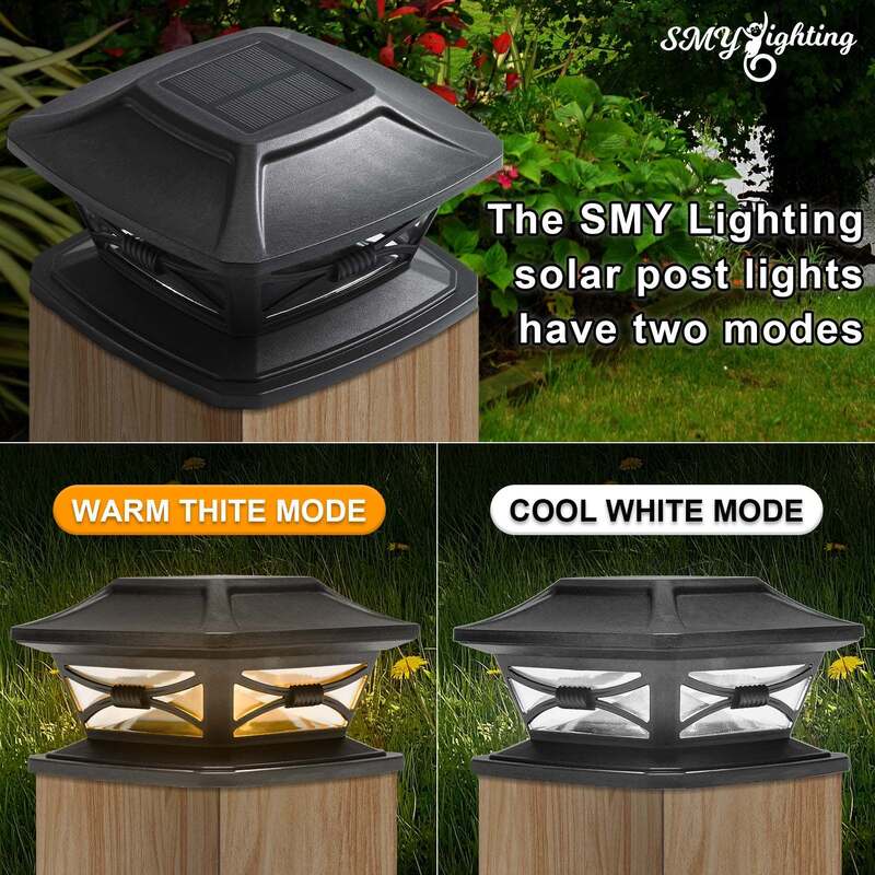 Solar Post Lights with Motion Sensor IP65 Waterproof and Remote Control for Outdoor Decoration