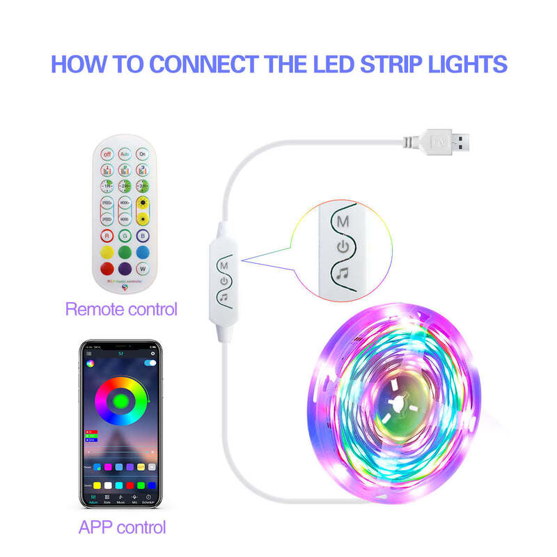 Lampes à bande LED RVB avec contrôle d'application de synchronisation musicale et alimenté par USB pour un éclairage dynamique