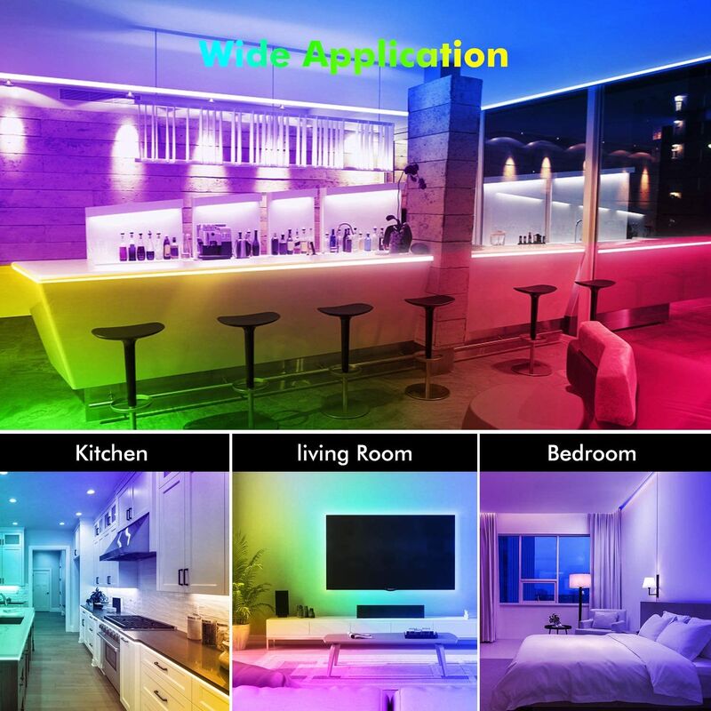 Lampes à bande LED RVB avec contrôle d'application de synchronisation musicale et alimenté par USB pour un éclairage dynamique