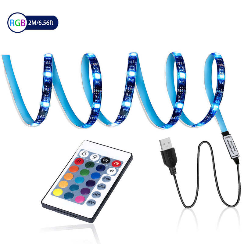 IP65 Lumière à bande LED USB imperméable à l'eau 2M y compris les options de couleur multicolore RVB Convient pour les besoins d'éclairage intérieur et extérieur