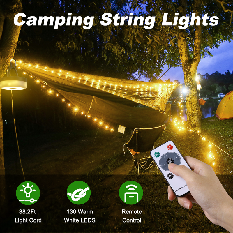 Compacto ligero 3 en 1 Camping String Light diseñado para caminatas de campamento y emergencias con múltiples modos de iluminación