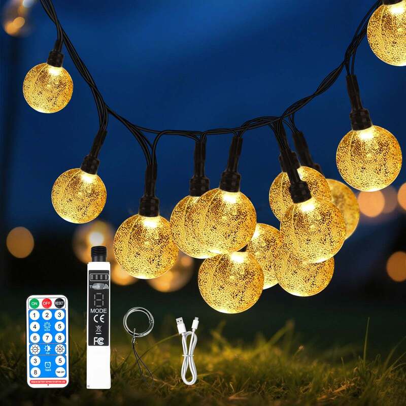 Lumière à cordes 16FT à batterie rechargeable Adapté à une installation facile et durable à l'extérieur