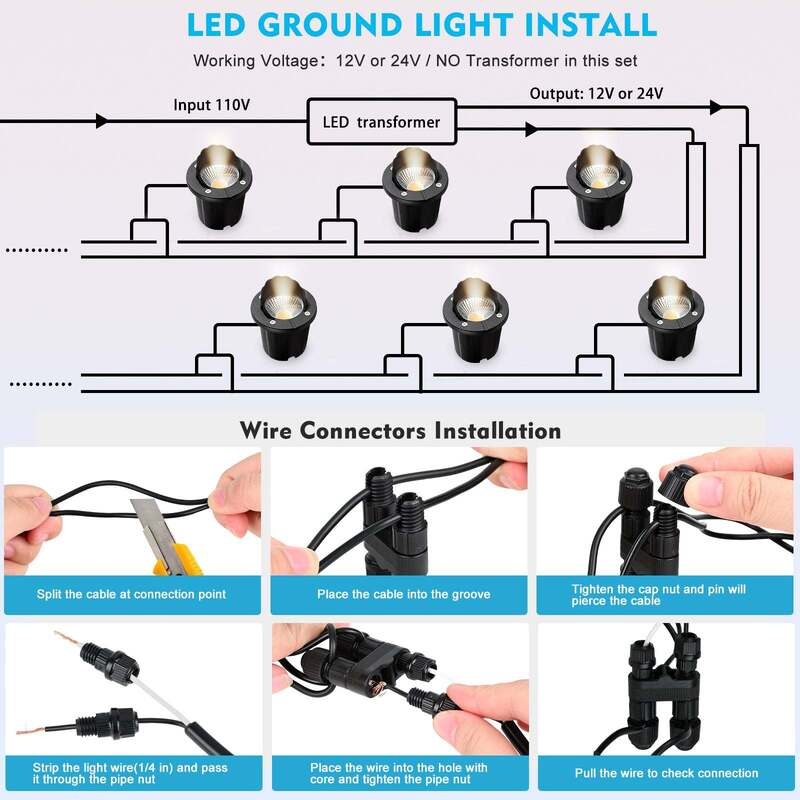 50000 Hours Service Life Outdoor 12W Landscape LED In Ground Lights Warm White Perfect for Pathway Garden and Yard Illumination