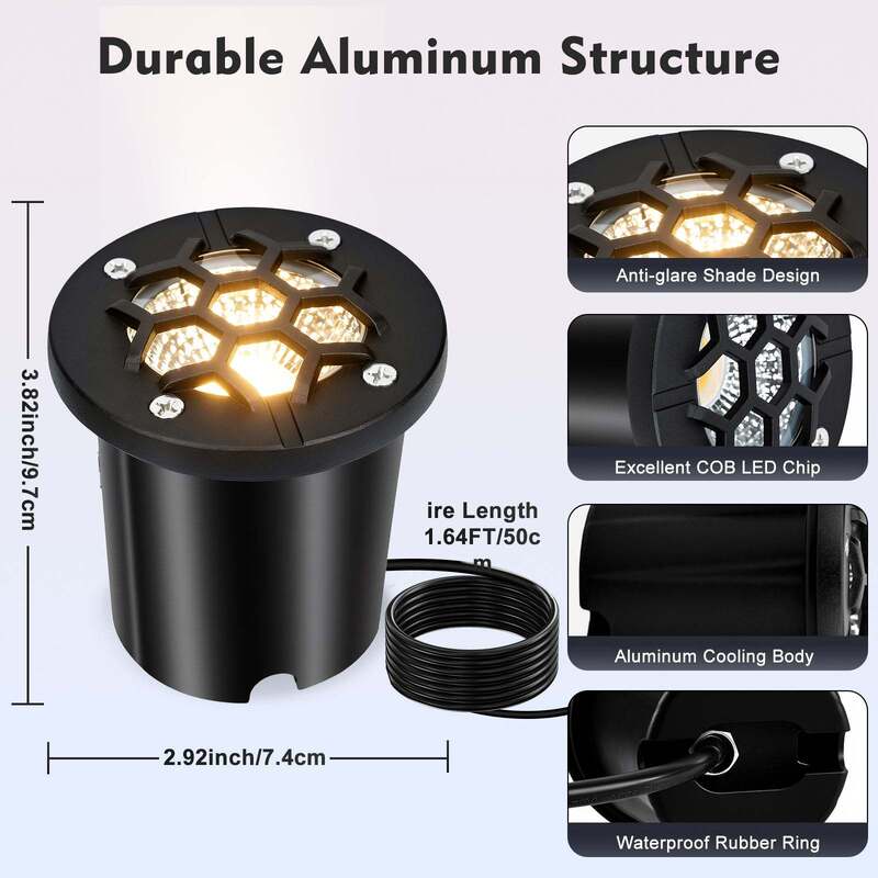 SMY Lighting 12W Landscape LED In Ground Lights Outdoor Warm White For Driveway And Garden Lighting