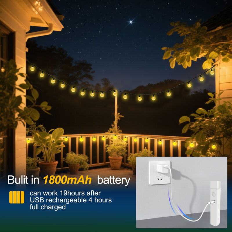 SMY Lighting 22FT Lumière à cordes à batterie rechargeable Parfaite pour la décoration extérieure et l'éclairage de fête Lumières LED durables