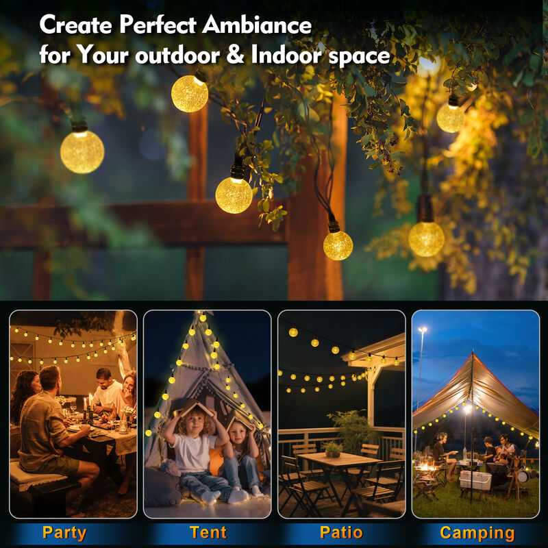 SMY Lighting 22FT Lumière à cordes à batterie rechargeable Parfaite pour la décoration extérieure et l'éclairage de fête Lumières LED durables