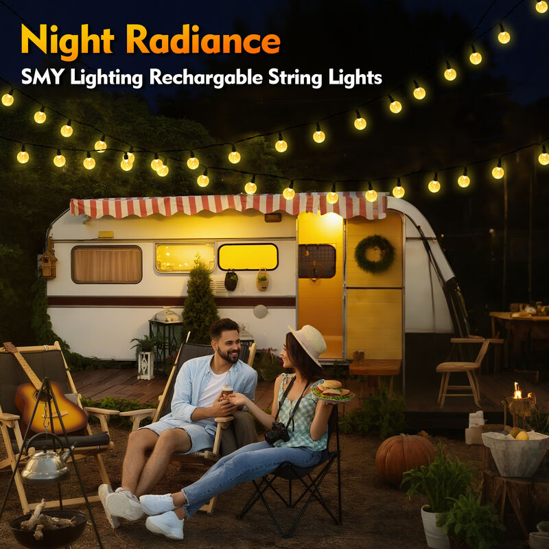 SMY Lighting 22FT Lumière à cordes à batterie rechargeable Parfaite pour la décoration extérieure et l'éclairage de fête Lumières LED durables