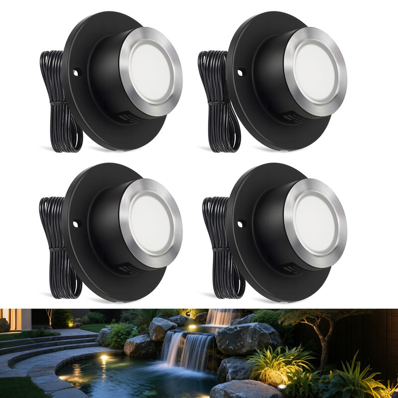 4Pack Larga Duración de Vida 3w Led Pond Lights Excelente opción para la iluminación de jardines acuáticos al aire libre con tecnología duradera y energética