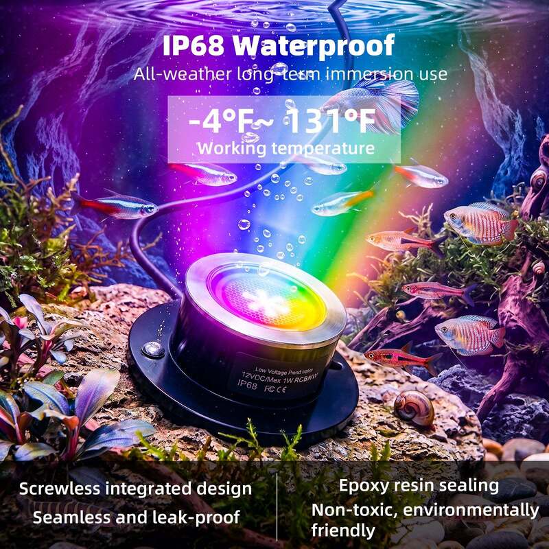 RGBWW Underwater Fountain Lights 8 Head Multi Color LED Illumination for Pools Ponds and Water Displays