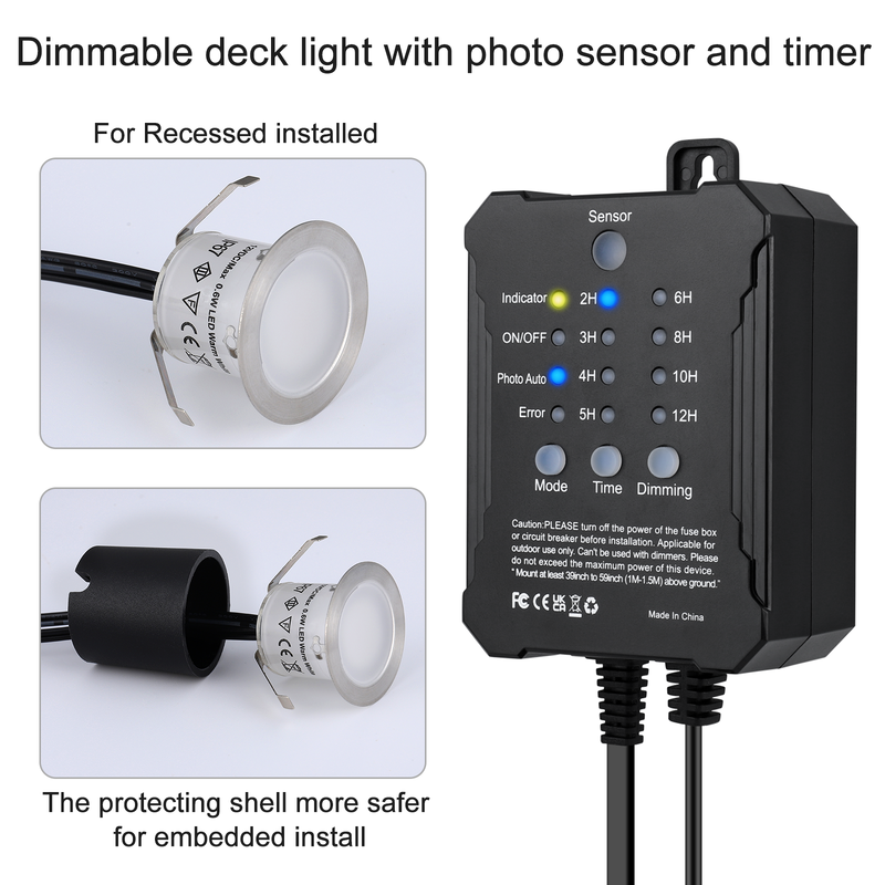 Timer Equipped Dimmable LED Deck Lights 30Pack with Photocell Sensor and IP67 Waterproof for Outdoor Deck Lighting