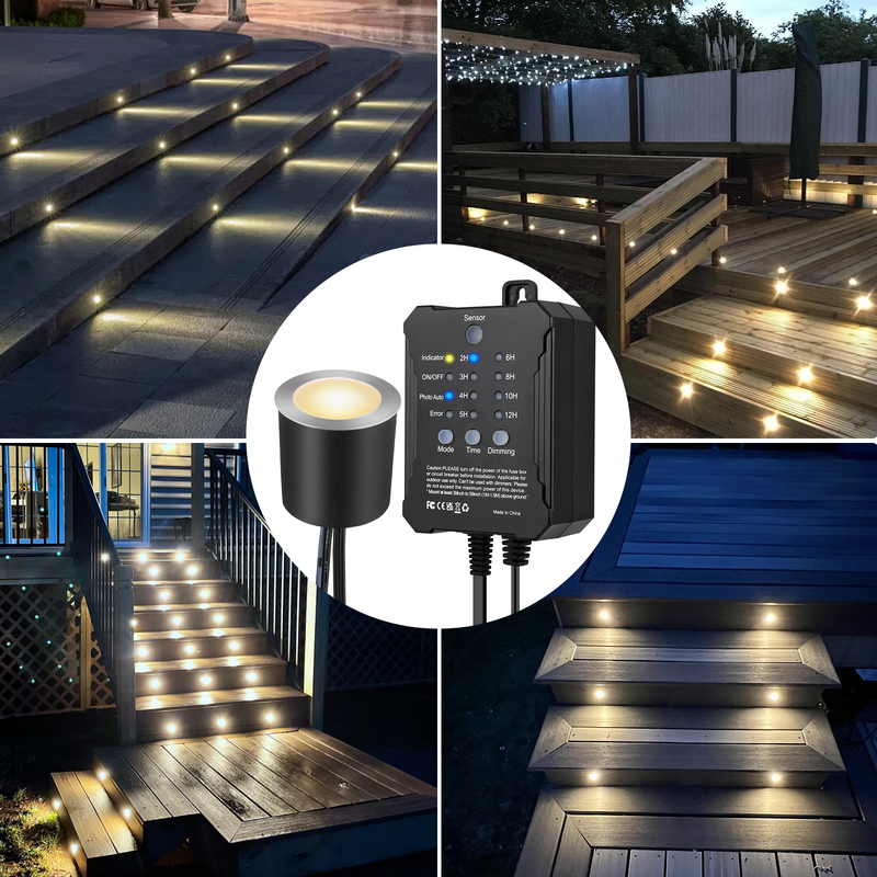 Timer Equipped Dimmable LED Deck Lights 40Pack with Photocell Sensor for Outdoor Deck and Patio Lighting